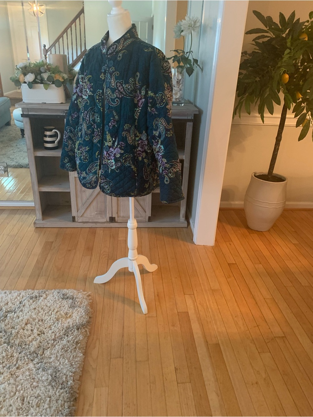Pappagallo Teal Quilted Paisley Button-Up Jacket - Picture 10 of 10